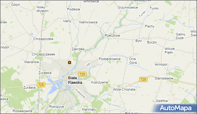 mapa Podsędkowice, Podsędkowice na mapie Targeo