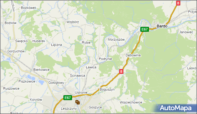 mapa Podtynie, Podtynie na mapie Targeo