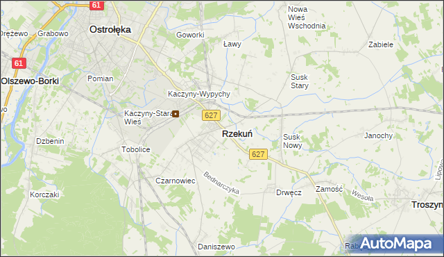 mapa Rzekuń, Rzekuń na mapie Targeo