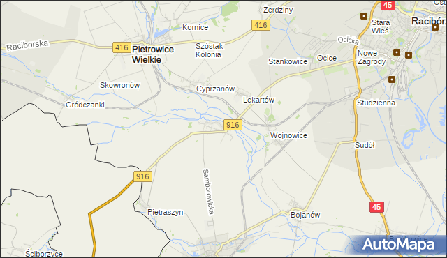 mapa Samborowice gmina Pietrowice Wielkie, Samborowice gmina Pietrowice Wielkie na mapie Targeo