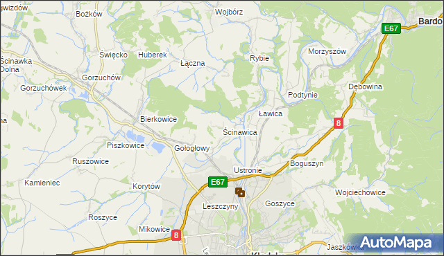 mapa Ścinawica, Ścinawica na mapie Targeo