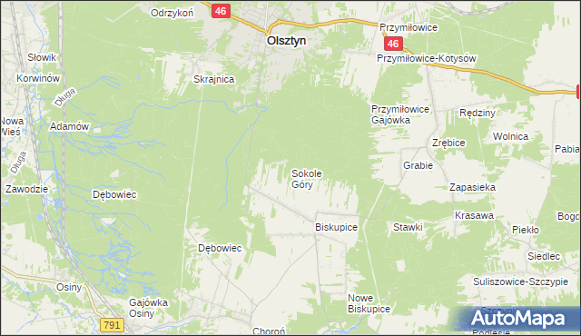 mapa Sokole Góry, Sokole Góry na mapie Targeo