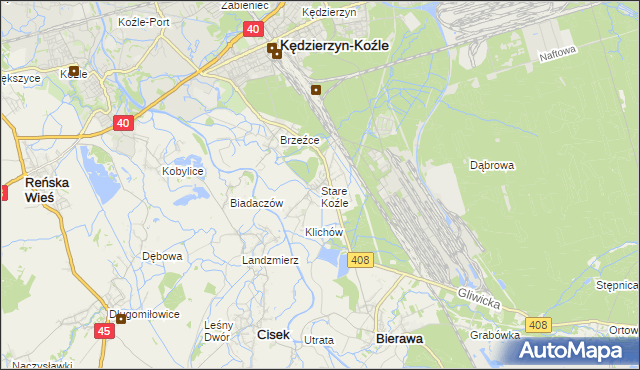 mapa Stare Koźle, Stare Koźle na mapie Targeo