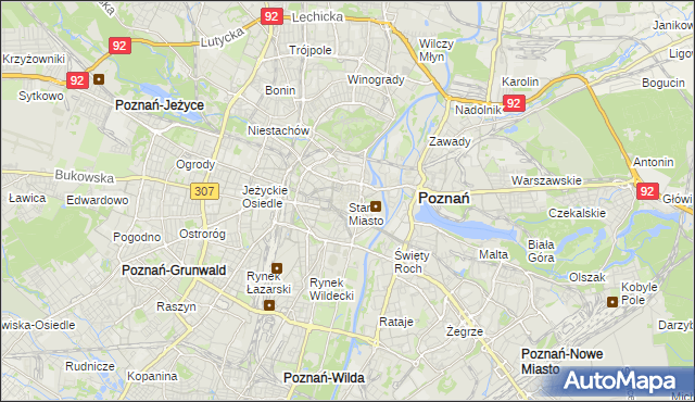 mapa Stare Miasto gmina Poznań, Stare Miasto gmina Poznań na mapie Targeo