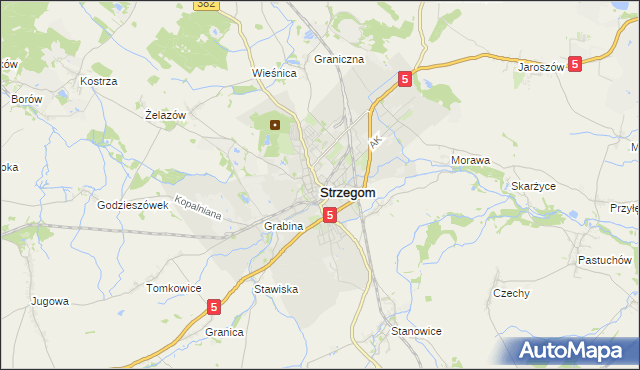 mapa Strzegom powiat świdnicki, Strzegom powiat świdnicki na mapie Targeo
