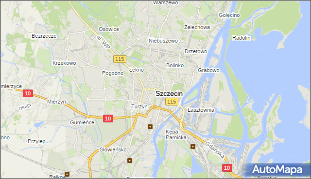 mapa Szczecina, Szczecin na mapie Targeo