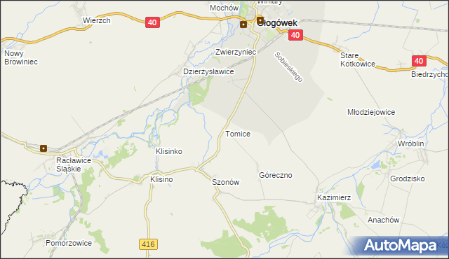 mapa Tomice gmina Głogówek, Tomice gmina Głogówek na mapie Targeo