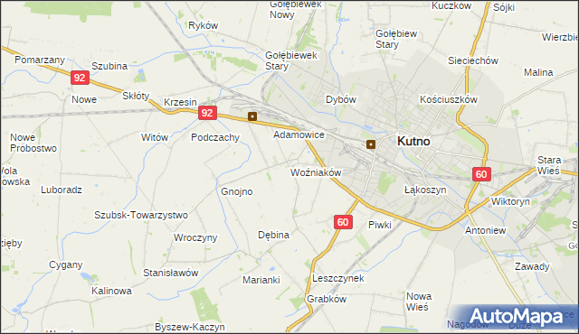 mapa Woźniaków, Woźniaków na mapie Targeo