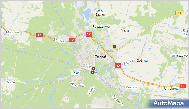 mapa Żagań, Żagań na mapie Targeo