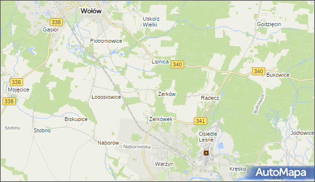 mapa Żerków gmina Brzeg Dolny, Żerków gmina Brzeg Dolny na mapie Targeo