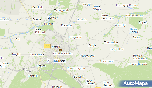 mapa Zygmuntów gmina Koluszki, Zygmuntów gmina Koluszki na mapie Targeo