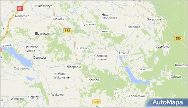 mapa Czerskie Rumunki, Czerskie Rumunki na mapie Targeo