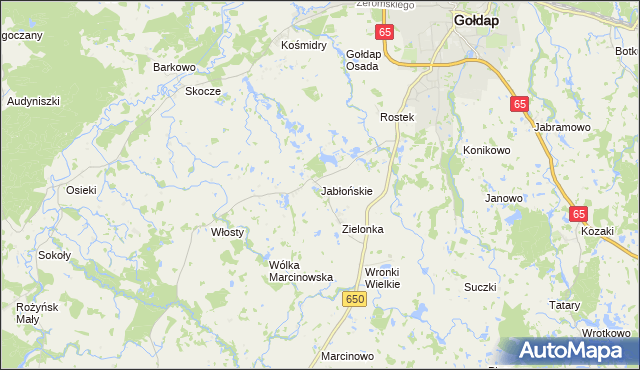 mapa Jabłońskie gmina Gołdap, Jabłońskie gmina Gołdap na mapie Targeo