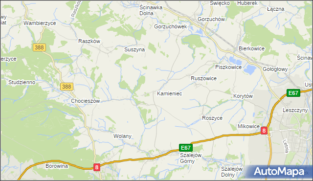 mapa Kamieniec gmina Kłodzko, Kamieniec gmina Kłodzko na mapie Targeo