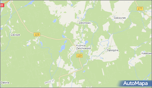 mapa Kuźnica Żelichowska, Kuźnica Żelichowska na mapie Targeo