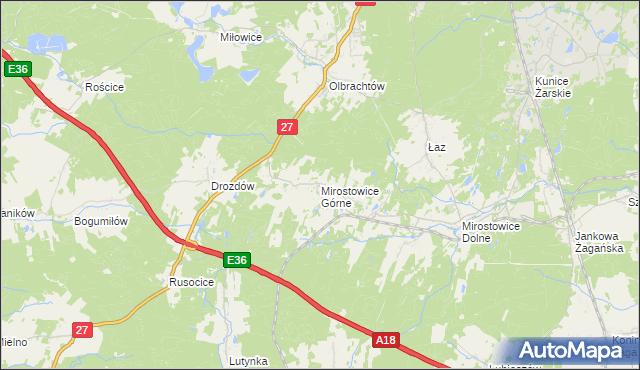 mapa Mirostowice Górne, Mirostowice Górne na mapie Targeo