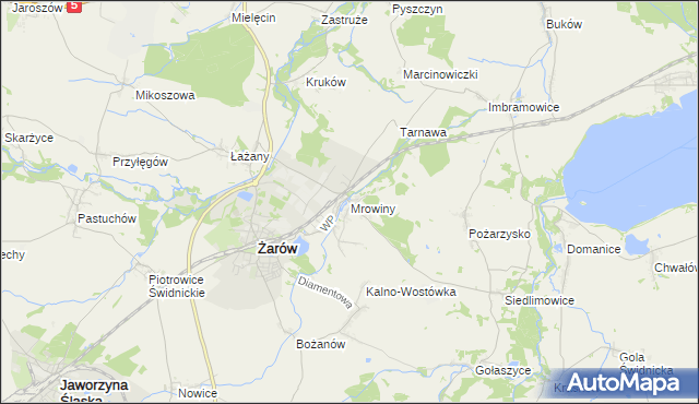 mapa Mrowiny gmina Żarów, Mrowiny gmina Żarów na mapie Targeo
