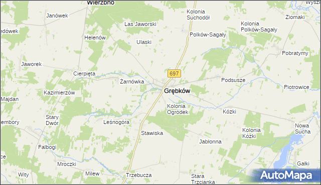 mapa Ogródek gmina Grębków, Ogródek gmina Grębków na mapie Targeo