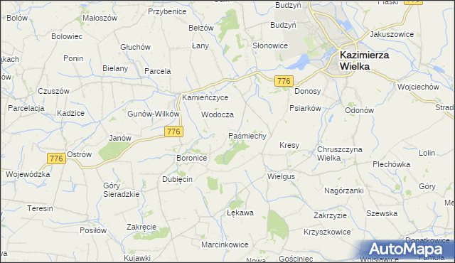 mapa Paśmiechy, Paśmiechy na mapie Targeo