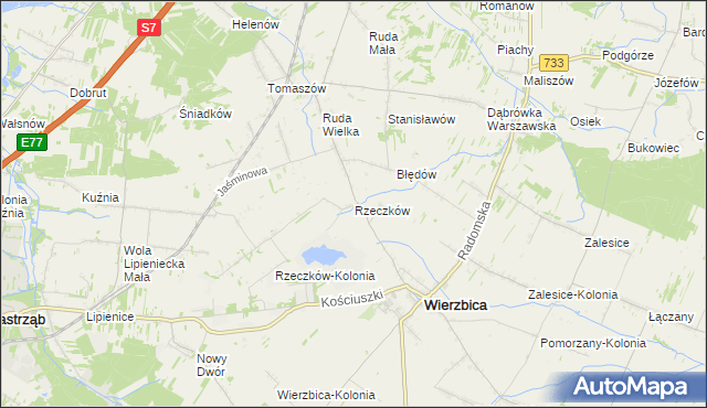 mapa Rzeczków gmina Wierzbica, Rzeczków gmina Wierzbica na mapie Targeo