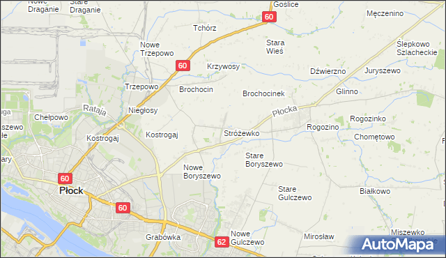 mapa Stróżewko gmina Radzanowo, Stróżewko gmina Radzanowo na mapie Targeo