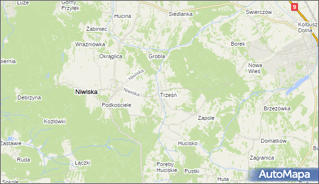 mapa Trześń gmina Niwiska, Trześń gmina Niwiska na mapie Targeo