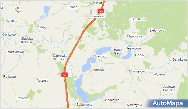 mapa Wąsosz gmina Szubin, Wąsosz gmina Szubin na mapie Targeo