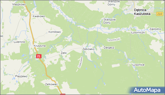 mapa Żelkówko, Żelkówko na mapie Targeo