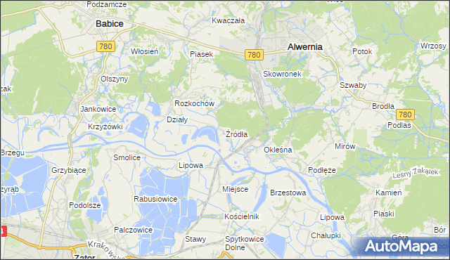 mapa Źródła gmina Alwernia, Źródła gmina Alwernia na mapie Targeo