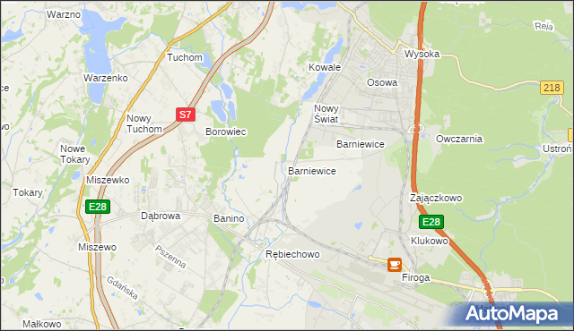 mapa Barniewice, Barniewice na mapie Targeo