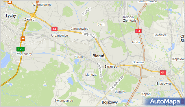 mapa Bieruń, Bieruń na mapie Targeo