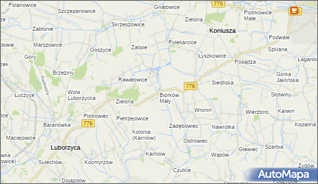 mapa Biórków Mały, Biórków Mały na mapie Targeo