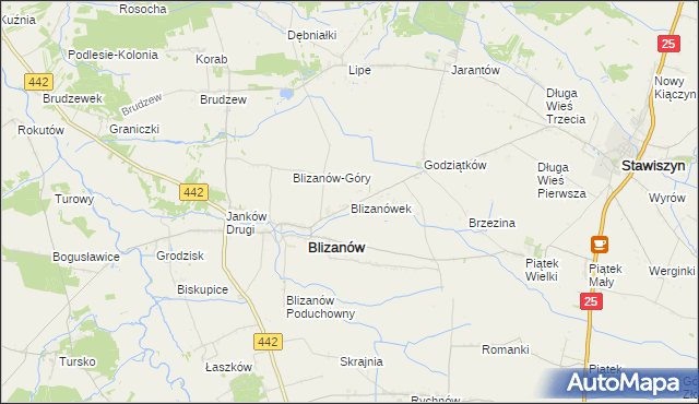 mapa Blizanówek, Blizanówek na mapie Targeo