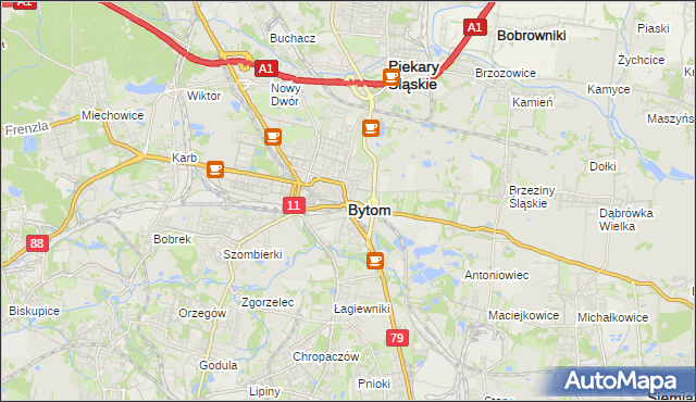 mapa Bytomia, Bytom na mapie Targeo
