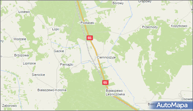 mapa Ciemnoszyje, Ciemnoszyje na mapie Targeo