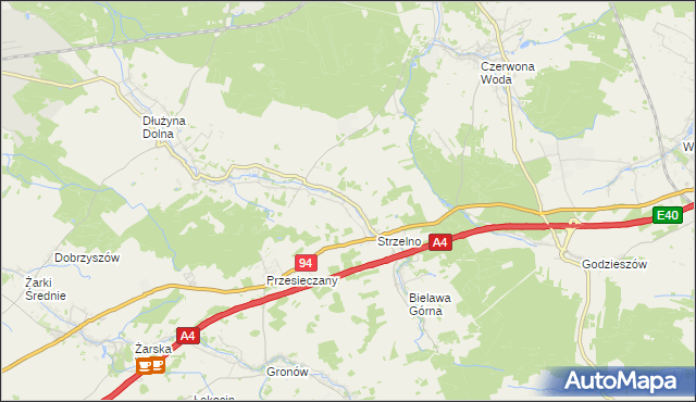 mapa Dłużyna Górna, Dłużyna Górna na mapie Targeo