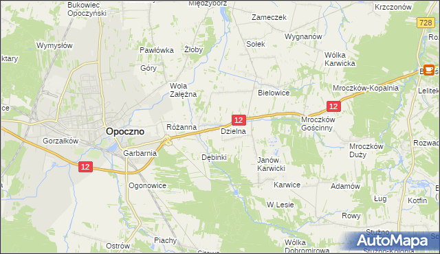 mapa Dzielna gmina Opoczno, Dzielna gmina Opoczno na mapie Targeo