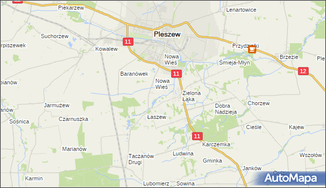 mapa Folusz gmina Pleszew, Folusz gmina Pleszew na mapie Targeo