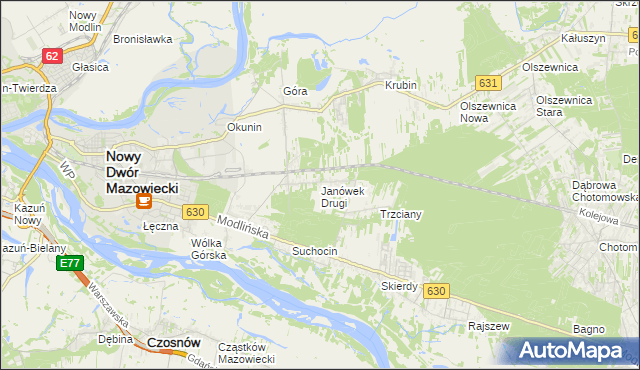 mapa Janówek Drugi, Janówek Drugi na mapie Targeo