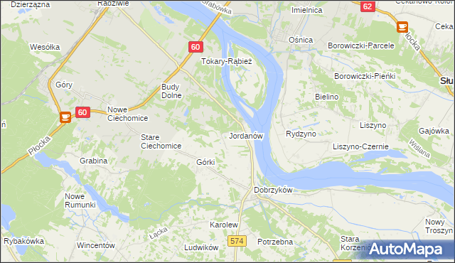 mapa Jordanów gmina Gąbin, Jordanów gmina Gąbin na mapie Targeo