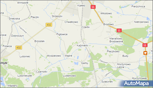 mapa Kaźmierki, Kaźmierki na mapie Targeo