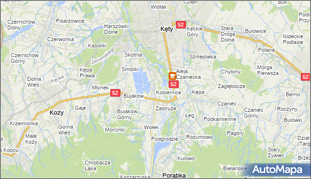 mapa Kobiernice, Kobiernice na mapie Targeo