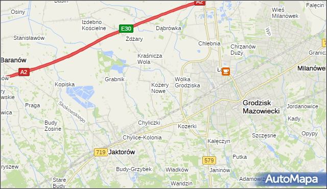 mapa Kozery, Kozery na mapie Targeo