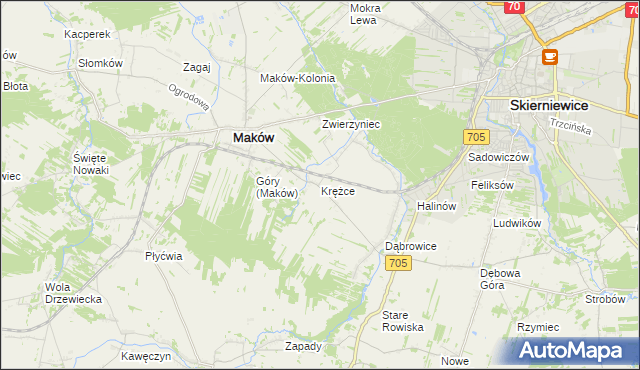 mapa Krężce, Krężce na mapie Targeo