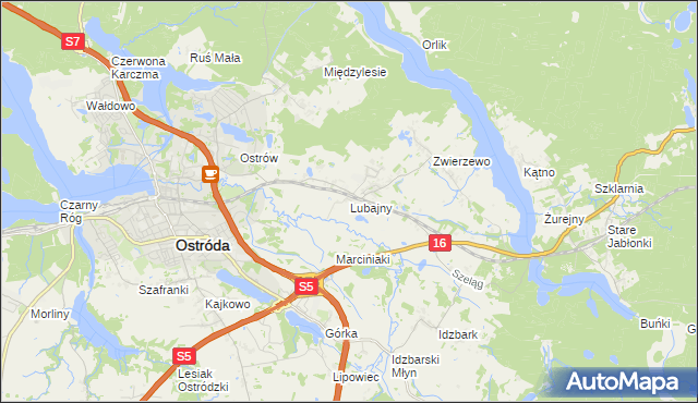mapa Lubajny, Lubajny na mapie Targeo