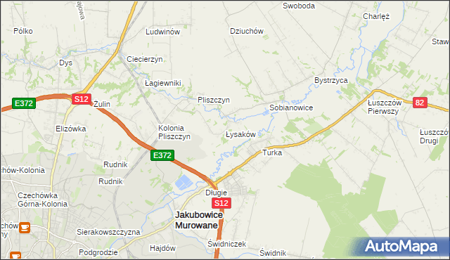 mapa Łysaków gmina Wólka, Łysaków gmina Wólka na mapie Targeo