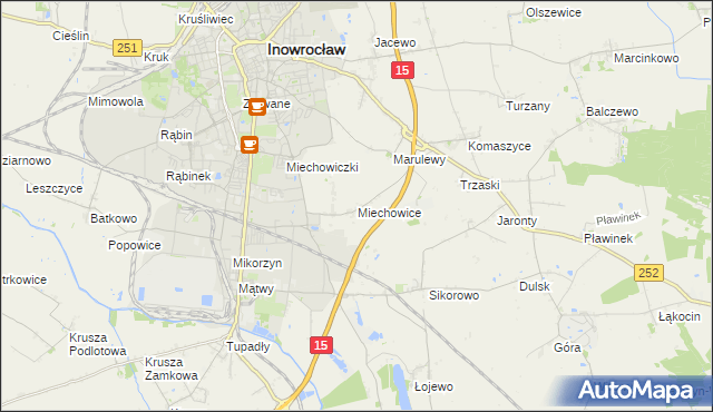 mapa Miechowice gmina Inowrocław, Miechowice gmina Inowrocław na mapie Targeo