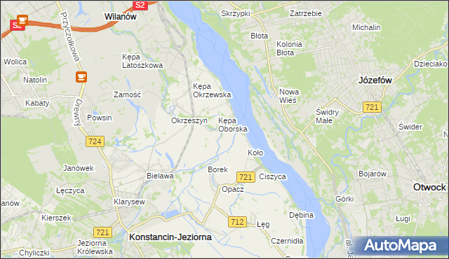 mapa Obórki gmina Konstancin-Jeziorna, Obórki gmina Konstancin-Jeziorna na mapie Targeo