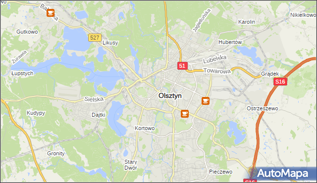 mapa Olsztyna, Olsztyn na mapie Targeo