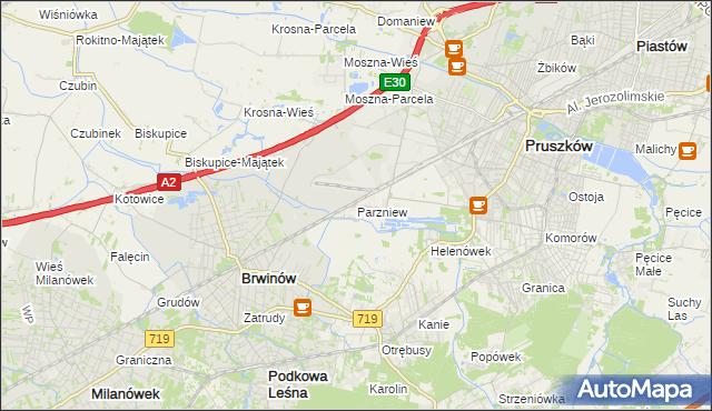 mapa Parzniew, Parzniew na mapie Targeo